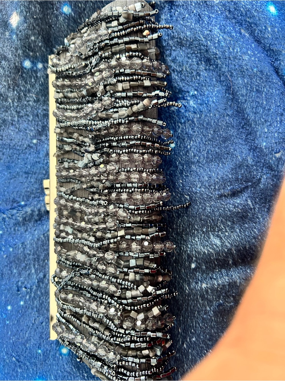 4/$100 Black Beaded Fringe silver Accent